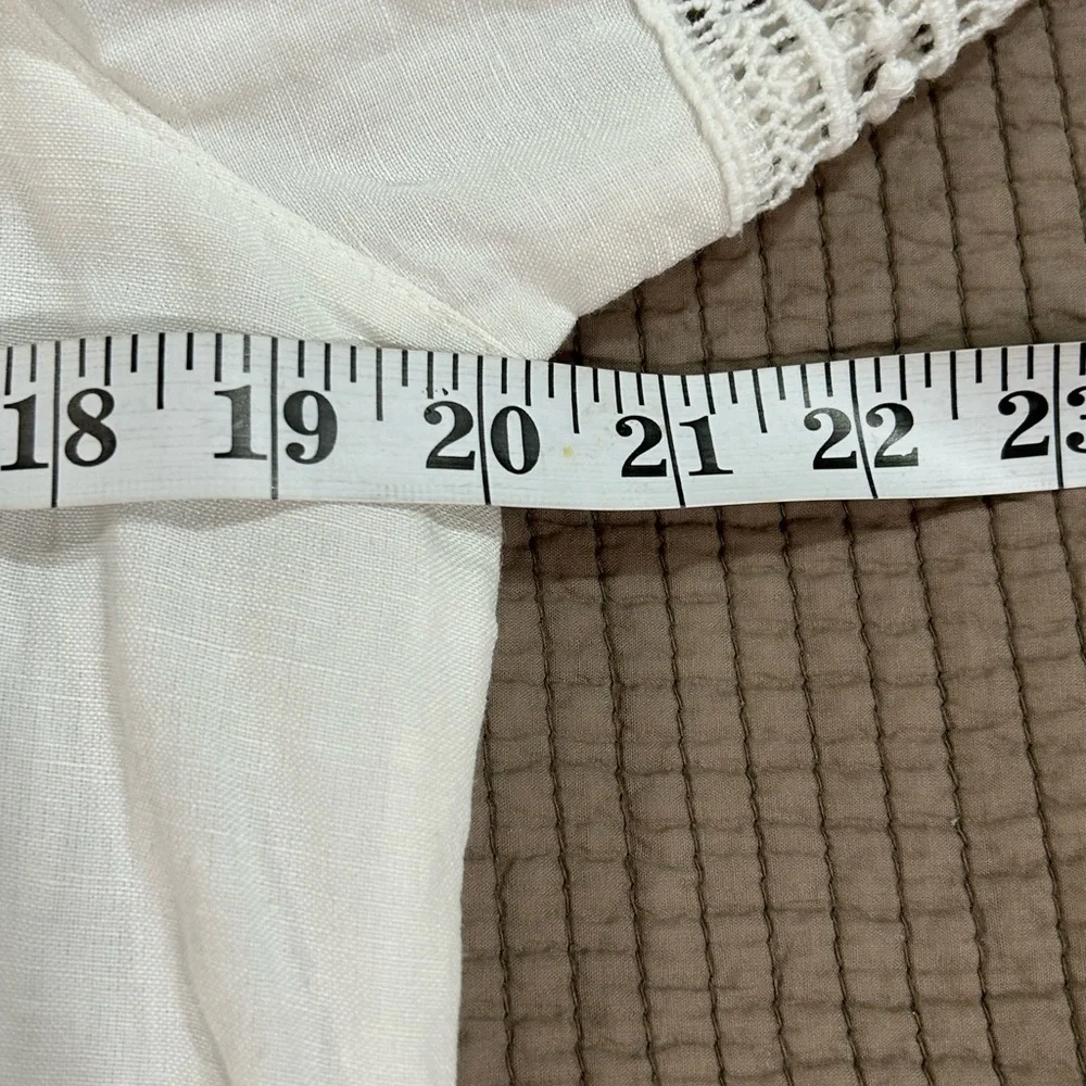 TOMMY BAHAMA WHITE ST. LUCIA SPLIT NECK LINEN BLEND DRESS SIZE MEDIUM